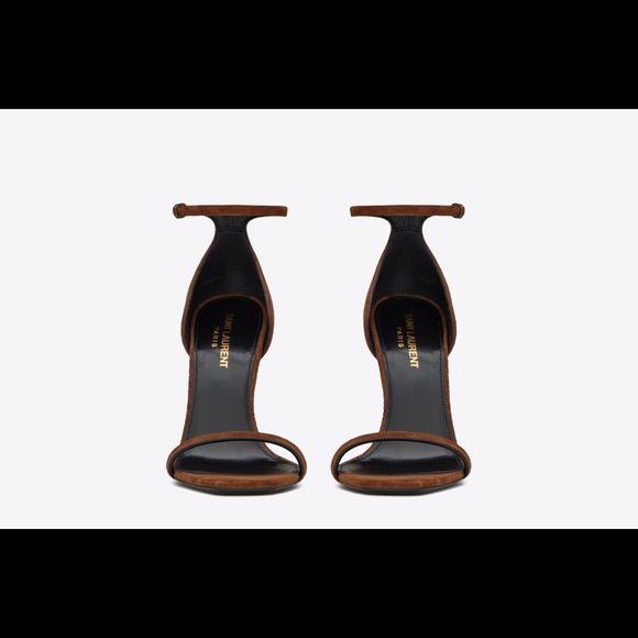 NEW YSL OPYUM SUEDE SANDALS W/ GOLD HEEL - Picture 2 of 7